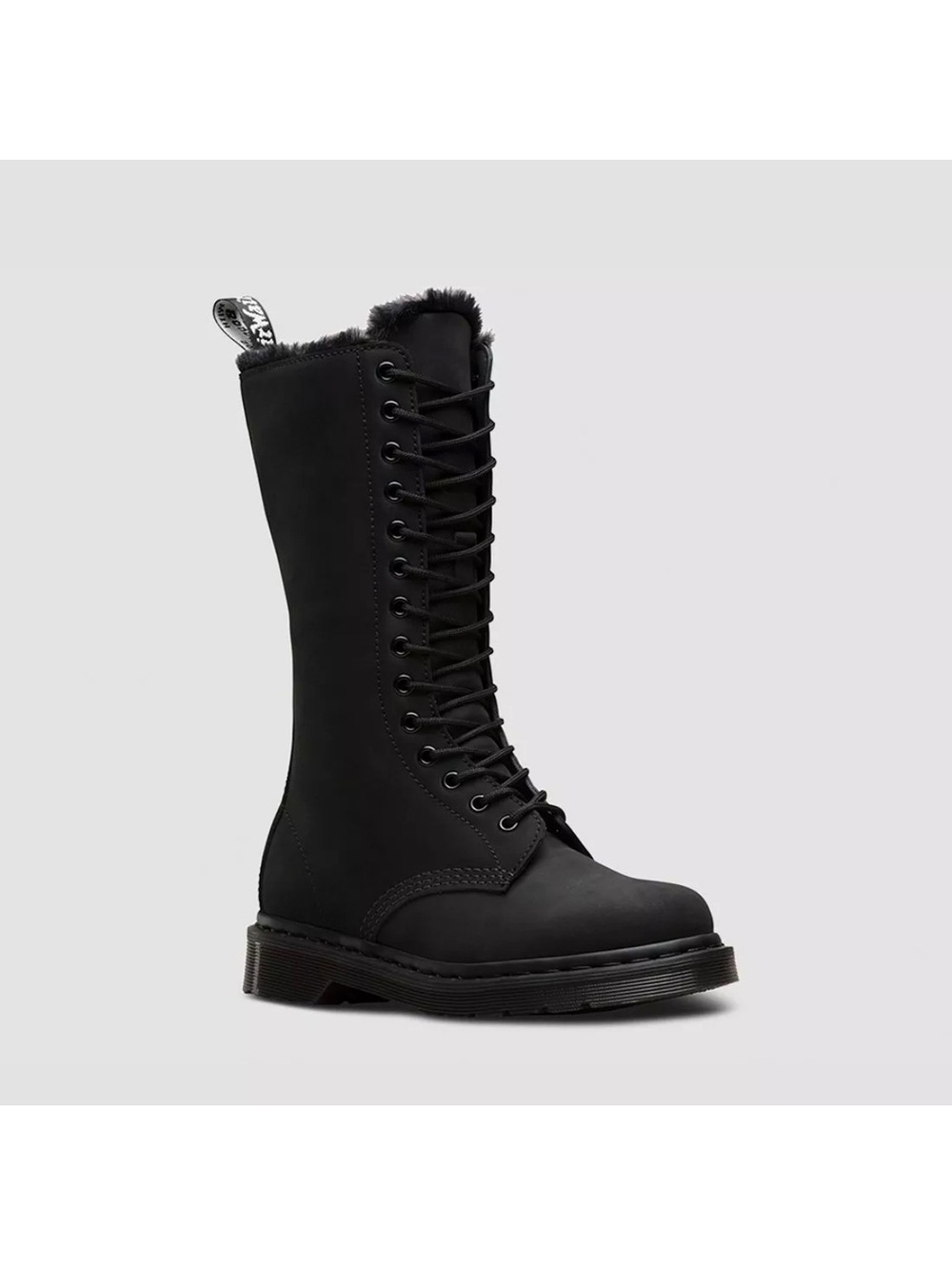 Dr. Martens Fur-Lined 1B99 Mid Calf Combat Boots Sz 9- Docs Punk Emo Goth Winter